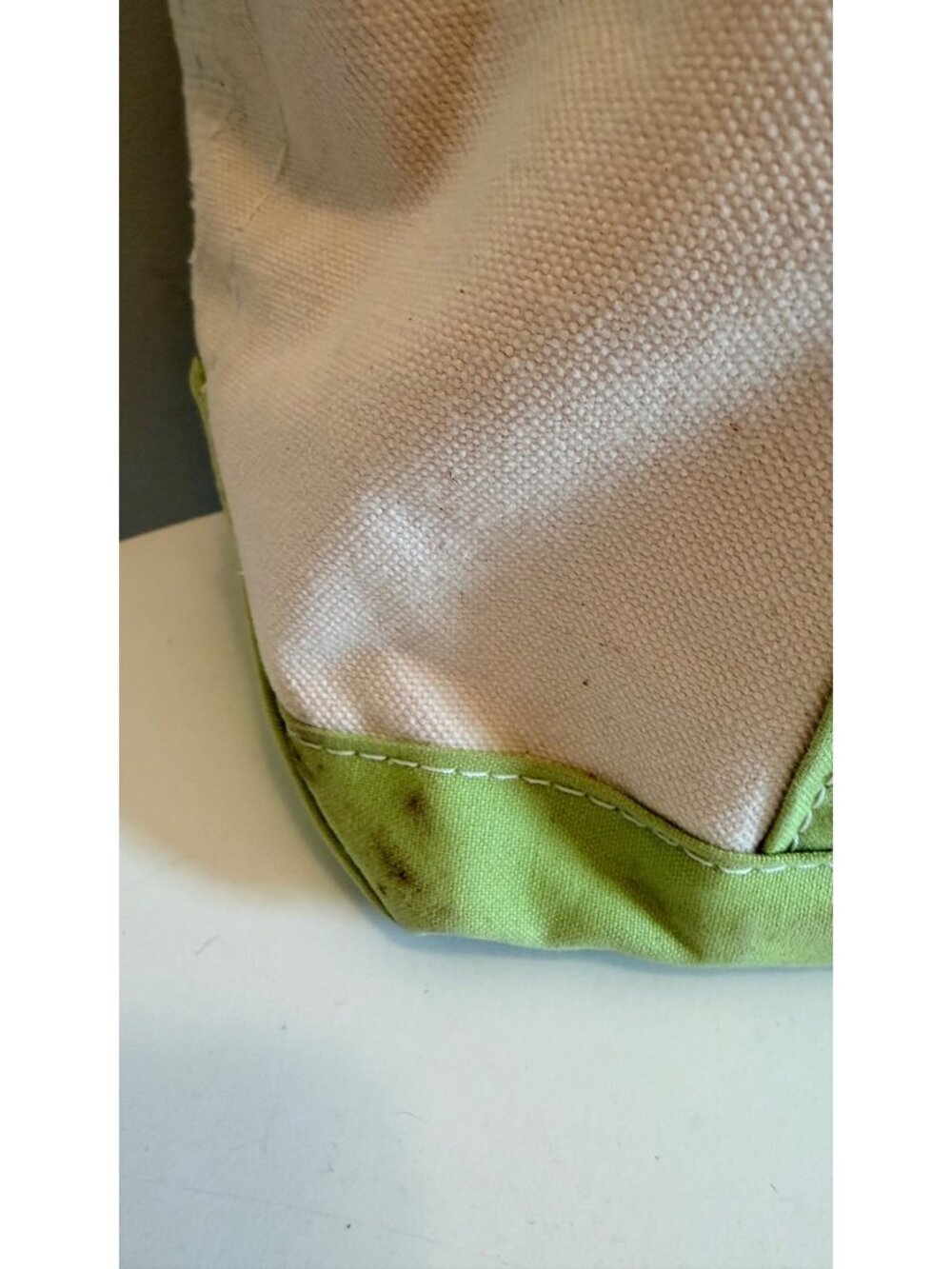 L.L.Bean Boat And Tote Canvas Bag Beige & Green Starfish Embroidery Made In USA - Picture 10 of 15